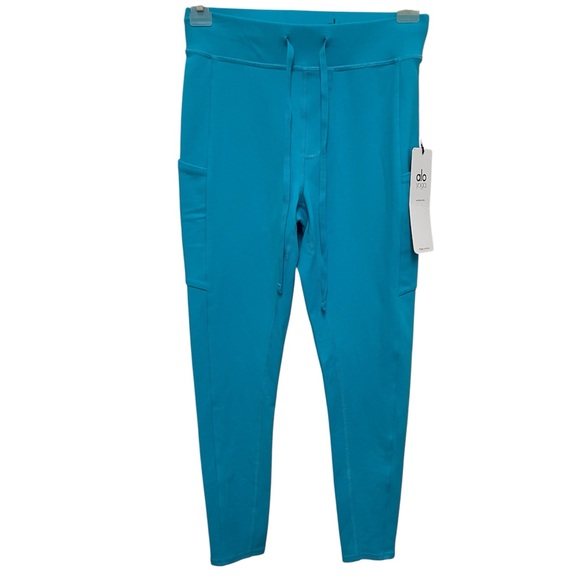Alo yoga 7/8 high waist check point legging bright aqua NEW - Picture 2 of 10